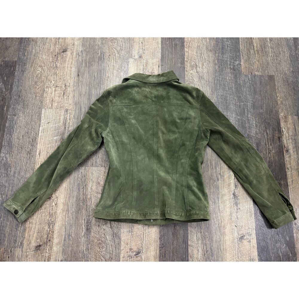 For Joseph‎ Olive Green Suede Leather Trucker Jacket Womens Small B810-236 - Picture 5 of 5